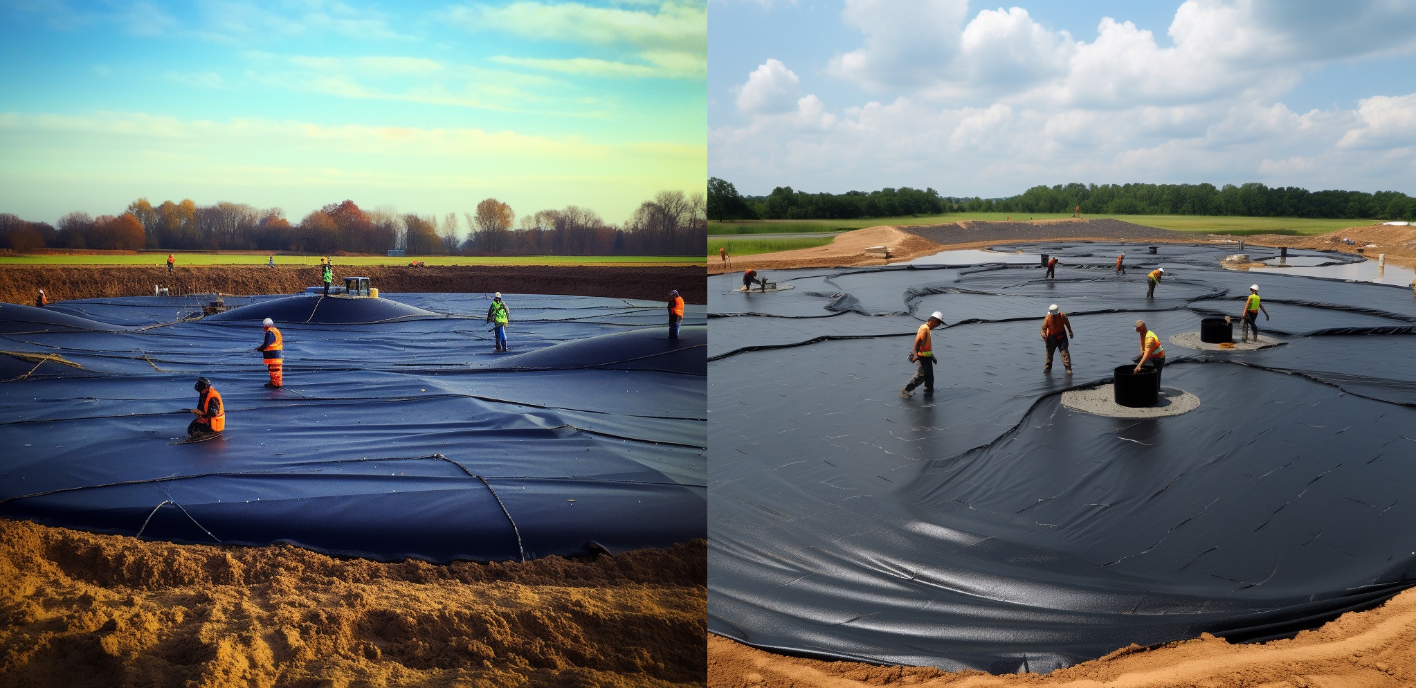 montaż geomembran na składowisu